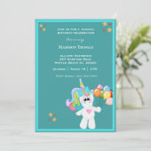 ユニコーンカラフル誕生日招待状 招待状 (スタンド正面)