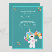 ユニコーンカラフル誕生日招待状 招待状 (正面/裏面)