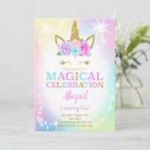 ユニコーンカラフル誕生日招待状 招待状 (スタンド正面)