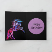 ユニコーンカラフル、誕生日 カード (内部)