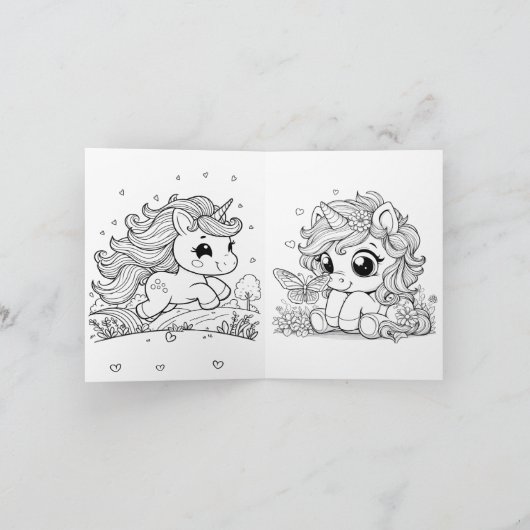 ユニコーンカラーリングイメージの誕生日優先バッグ 招待状 (内部)