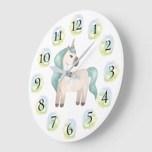 ユニコーンガーリーパステルかわいらしフローラ大時計 ラージ壁時計 (傾斜)