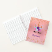 ユニコーンガーリーピンクスパークルグリッターバラ金ゴールド ノートブック (内部)