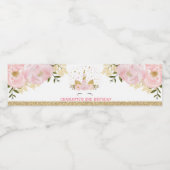 ユニコーンガーリーピンクフローラ誕生日パーティーのお願い ペットボトルラベル (シングルラベル)