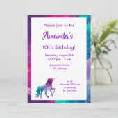 ユニコーンガーリーファンタジーパープル10th誕生日パーティー 招待状 (スタンド正面)