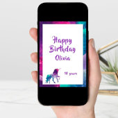 ユニコーンガーリーファンタジーピンク紫10歳の誕生日 カード