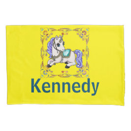 ユニコーンガーリーポニーベッドタイム祈りの言葉パーソナライズされた 枕カバー