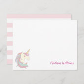 ユニコーンガーリーポニー魔法のファンタジー馬かわいい ノートカード (正面/裏面)