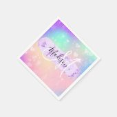 ユニコーンガーリーレカラフルインボーハートモノグラム スタンダードカクテルナプキン (角)