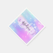 ユニコーンガーリーレカラフルインボーハートモノグラム スタンダードカクテルナプキン (角)