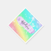 ユニコーンガーリーレカラフルインボーハートモノグラム スタンダードカクテルナプキン (角)