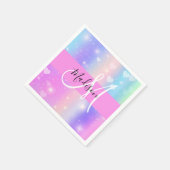 ユニコーンガーリーレカラフルインボーハートモノグラム スタンダードカクテルナプキン (角)