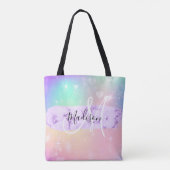 ユニコーンガーリーレカラフルインボーハートモノグラム トートバッグ (裏面)