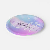 ユニコーンガーリーレカラフルインボーハートモノグラム ペーパープレート (アングル)