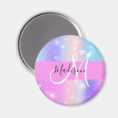 ユニコーンガーリーレカラフルインボーハートモノグラム マグネット (正面/裏面)