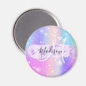 ユニコーンガーリーレカラフルインボーハートモノグラム マグネット (正面/裏面)