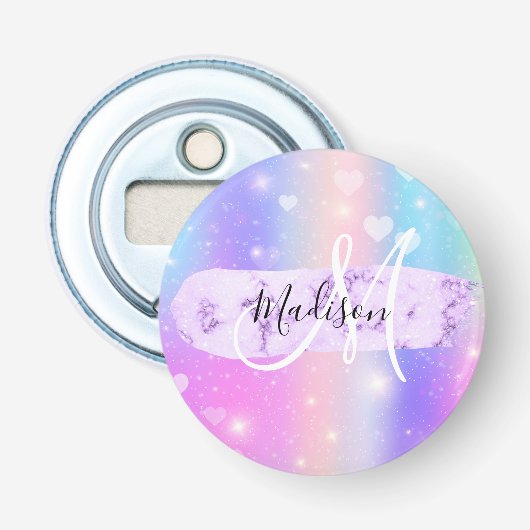 ユニコーンガーリーレカラフルインボーハートモノグラム 栓抜き (正面)