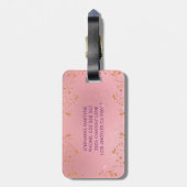 ユニコーンガーリー赤面ピンクグリッターバラ金ゴールド ラゲッジタグ (裏面縦)