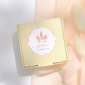 ユニコーンガーリー顔スクリプト名バースデーパーティー ラウンドシール