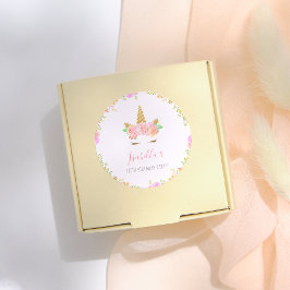 ユニコーンガーリー顔スクリプト名バースデーパーティー ラウンドシール