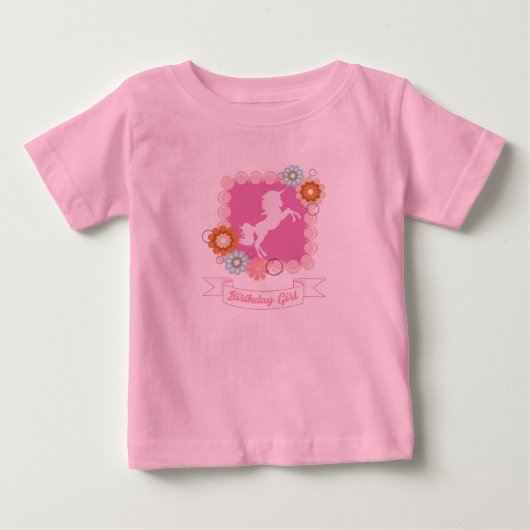 ユニコーンガールの誕生日パーティー ベビーTシャツ (正面)