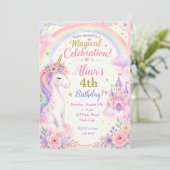ユニコーンガールの誕生日招待状 - レインボー 招待状 (スタンド正面)