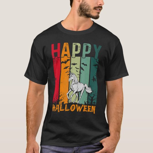 ユニコーンガールズボーイズレトロスタイルハロウィンディナーP Tシャツ (正面)