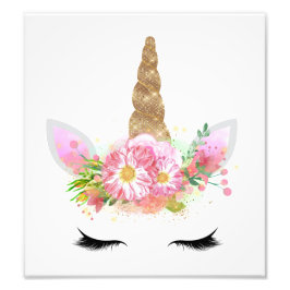 ユニコーンガールズ子供部屋アートプリント金ゴールドグリッター フォトプリント           