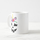 ユニコーンガールハロウィーンのカボチャのちょうちんパンプキン顔ハロウィン コーヒーマグカップ (正面左)