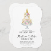 ユニコーンガールファースト誕生日招待状 招待状 (正面/裏面)