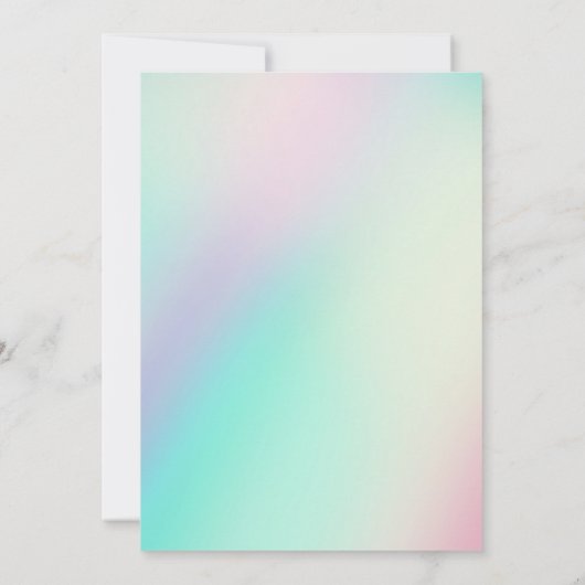 ユニコーンガールマジカルパステルレインボー誕生日 招待状 (裏面)