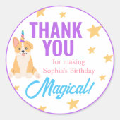 ユニコーンガール誕生日コルギパーティー ラウンドシール (正面)