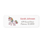 ユニコーンガール誕生日パーティー返信先住所 ラベル (正面)