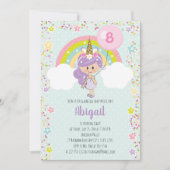 ユニコーンガール誕生日招待状任意の年齢 招待状 (正面)