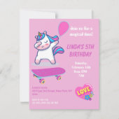 ユニコーンガール誕生日招待状 招待状 (正面)