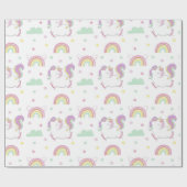 ユニコーンガール誕生日 ラッピングペーパー (フラット)