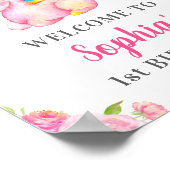 ユニコーンガール1st誕生日パーティーピンクウェルカム ポスター (角)