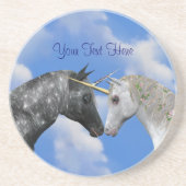 ユニコーンキスをするファンタジーホースドリンクコースター コースター (正面)