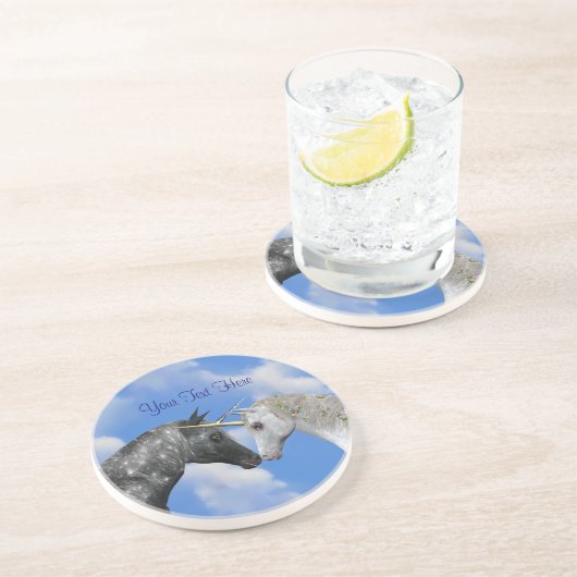 ユニコーンキスをするファンタジーホースドリンクコースター コースター (側面)