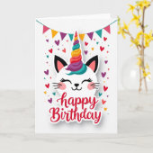 ユニコーンキャットの誕生日カード カード (黄色い花)
