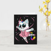 ユニコーンキャティコーンキットコーンキュート子猫レインボー カード (黄色い花)