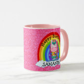 ユニコーンキュートハッピーバースデーピンクグリッターマグカップ マグカップ (正面右)
