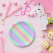 ユニコーンキュートパステルレインボーストライプズグラデーション ペーパープレート (パーティー)