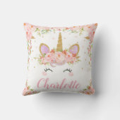 ユニコーンクッションネーム子供部屋キッズルームデコールピンク クッション (裏面)