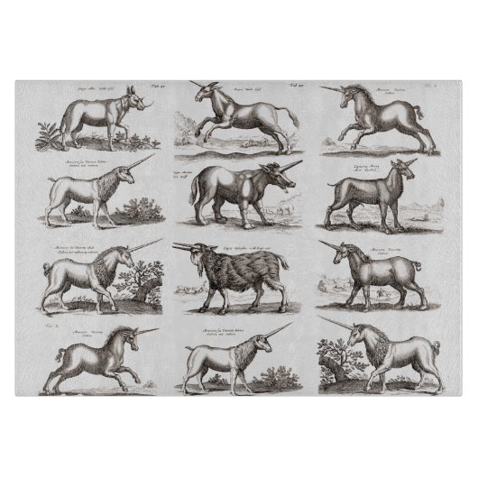 ユニコーンクラシックアンティーク神話の魔法の生き物 カッティングボード (正面)