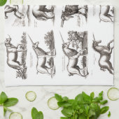 ユニコーンクラシックアンティーク神話の魔法の生き物 キッチンタオル (折り畳み)