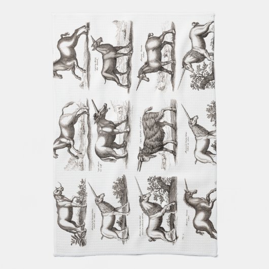 ユニコーンクラシックアンティーク神話の魔法の生き物 キッチンタオル (縦)