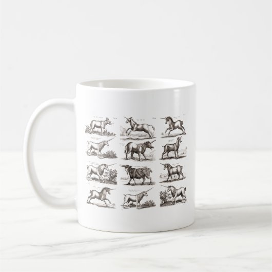 ユニコーンクラシックアンティーク神話の魔法の生き物 コーヒーマグカップ (左)