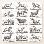 ユニコーンクラシックアンティーク神話の魔法の生き物 スクエアペーパーコースター (正面)