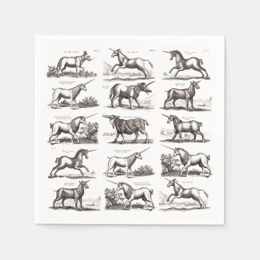 ユニコーンクラシックアンティーク神話の魔法の生き物 スタンダードカクテルナプキン (正面)